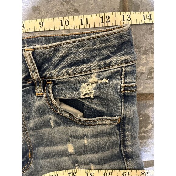 American Eagle Outfitters Jean Shorts Sz 6 Super Stretch High-Rise Distressed - Picture 6 of 10